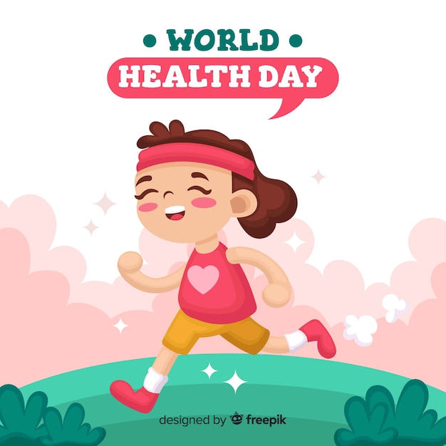 Бесплатное векторное изображение Плоский всемирный день здоровья фон