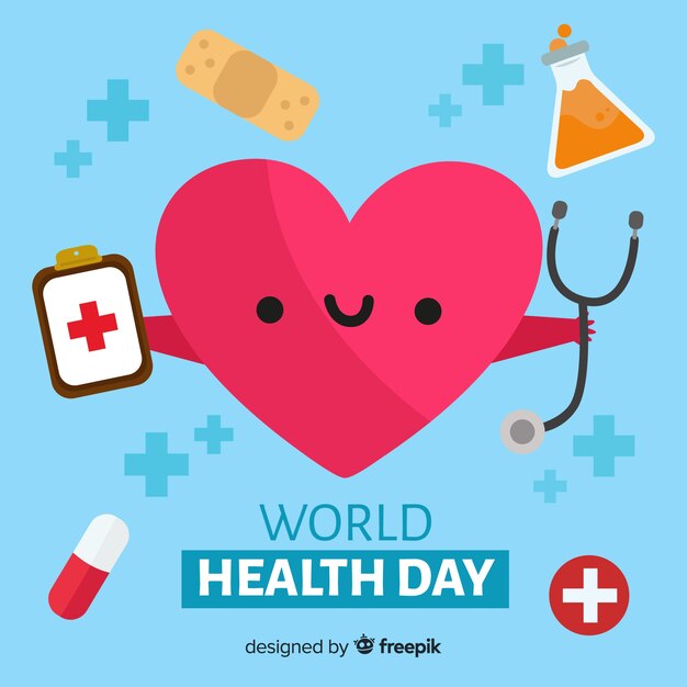 Flat world health day background