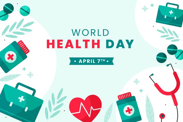 Flat world health day background