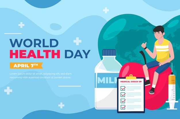 Flat world health day background