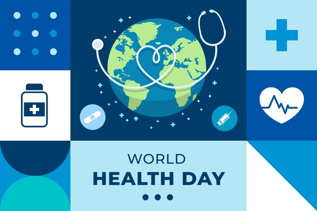 Flat world health day background