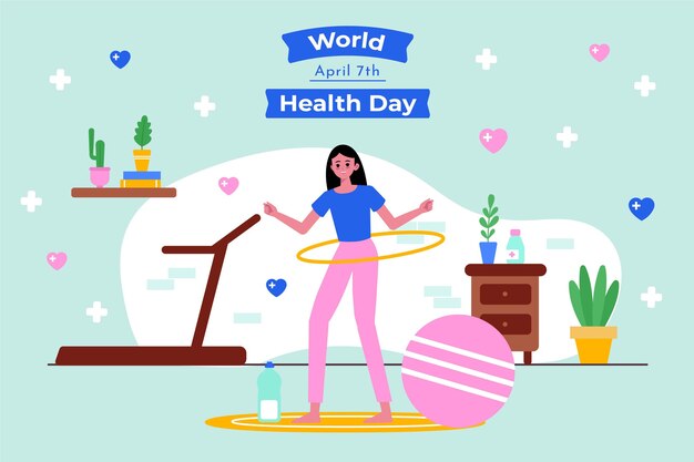 Flat world health day background