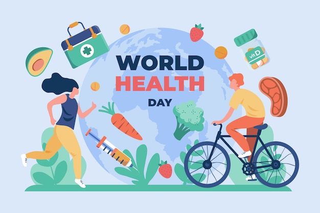 Flat world health day background