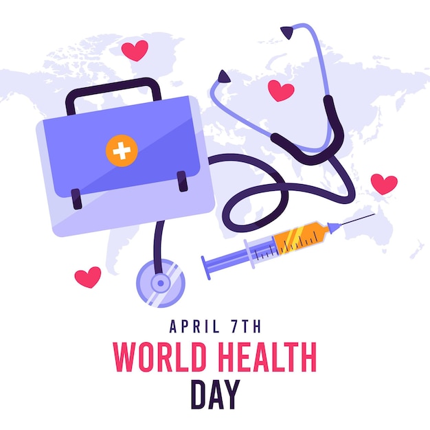 평면 세계 보건의 날 축하 그림