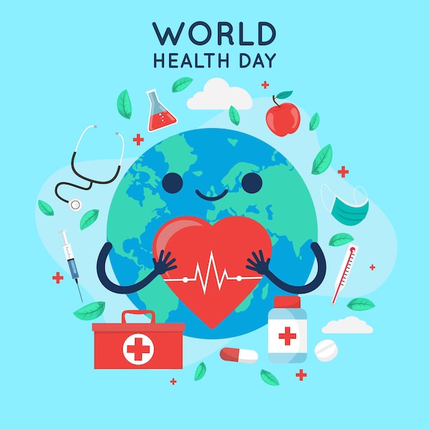 Flat world health day celebration illustration