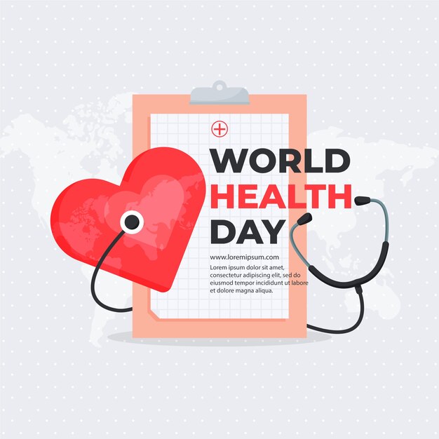 평평한 세계 건강의 날 개념