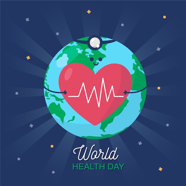 Бесплатное векторное изображение Плоский день мира здоровья концепция