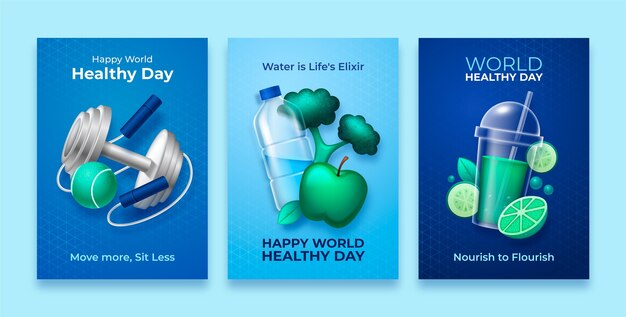flat world health day greeting cards collection