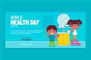 Free vector flat world health day horizontal banner template