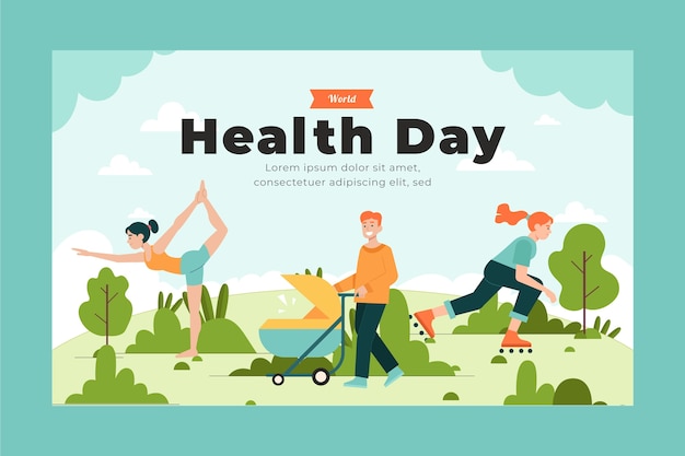 Free vector flat world health day horizontal banner template