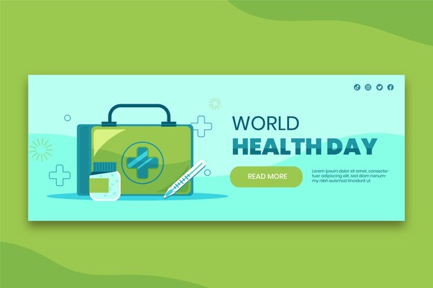 Free vector flat world health day horizontal banner template