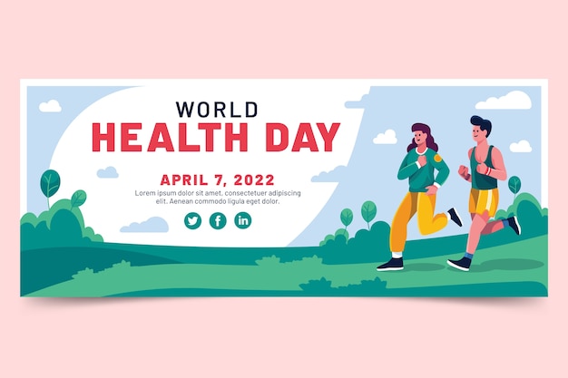 Free vector flat world health day horizontal banner template