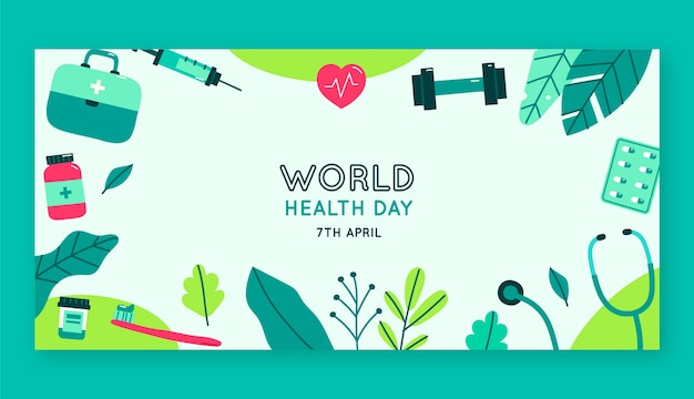Free vector flat world health day horizontal banner template