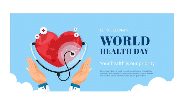 Free vector flat world health day horizontal banner template