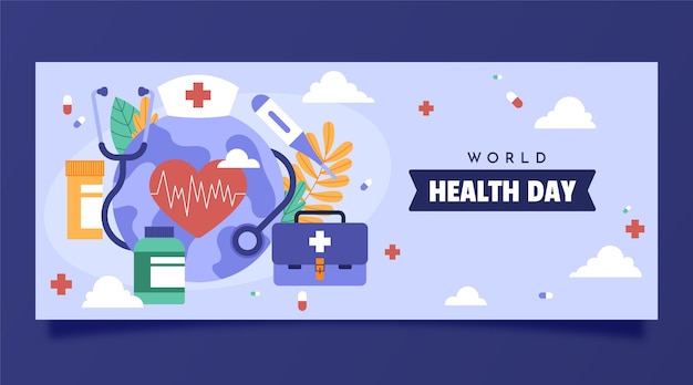 Flat world health day horizontal banner