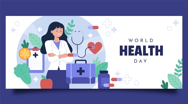 Free vector flat world health day horizontal banner