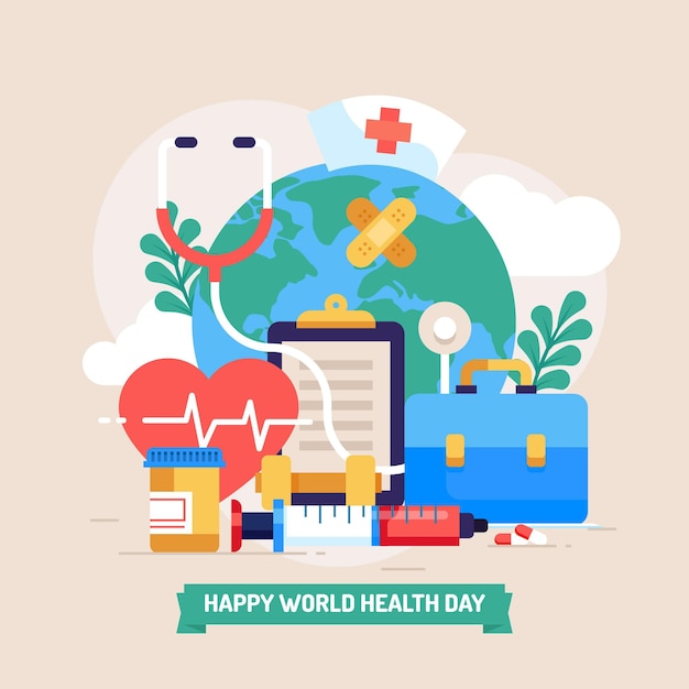 Flat world health day illustration