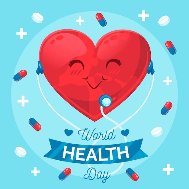 Flat world health day illustration