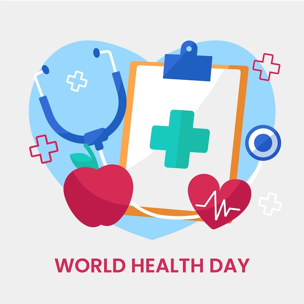 Flat world health day illustration