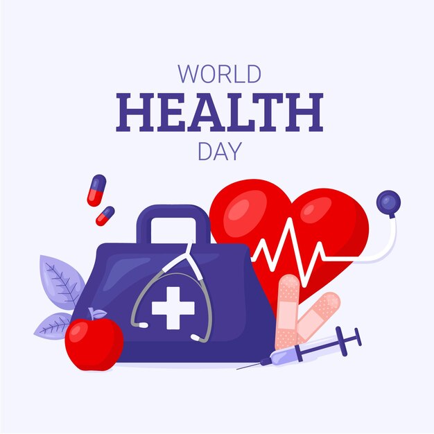 Flat world health day illustration