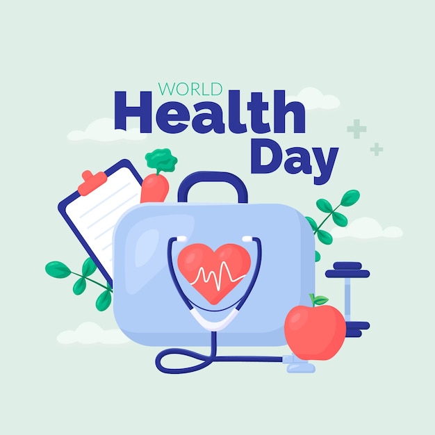 Flat world health day illustration
