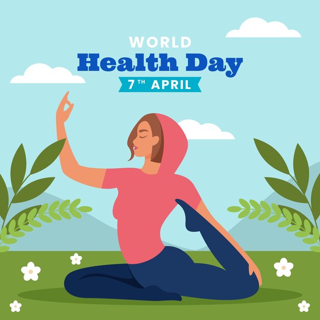 Flat world health day illustration