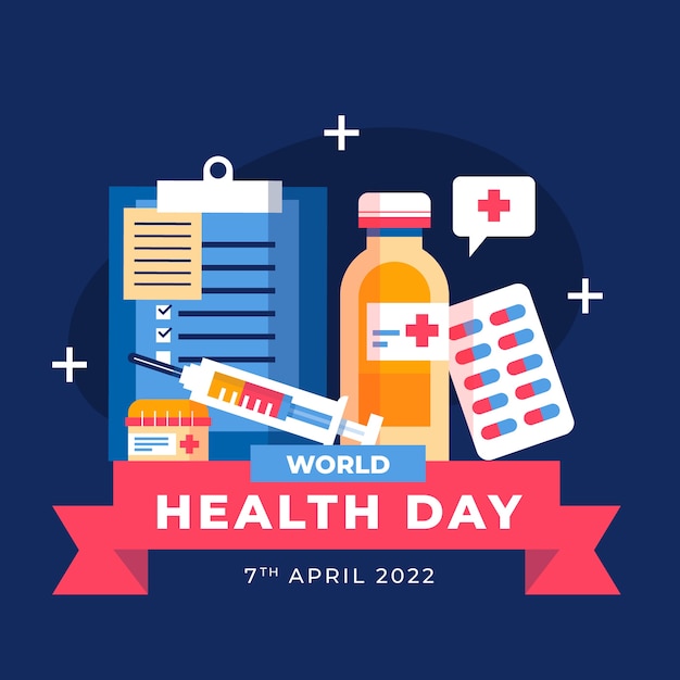 Flat world health day illustration