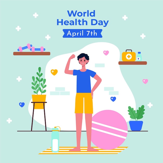 Flat world health day illustration