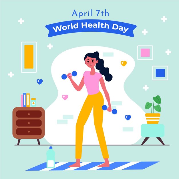 Flat world health day illustration