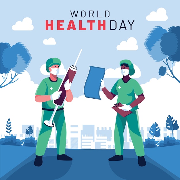 Flat world health day illustration