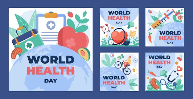 Плоский всемирный день здоровья в instagram
