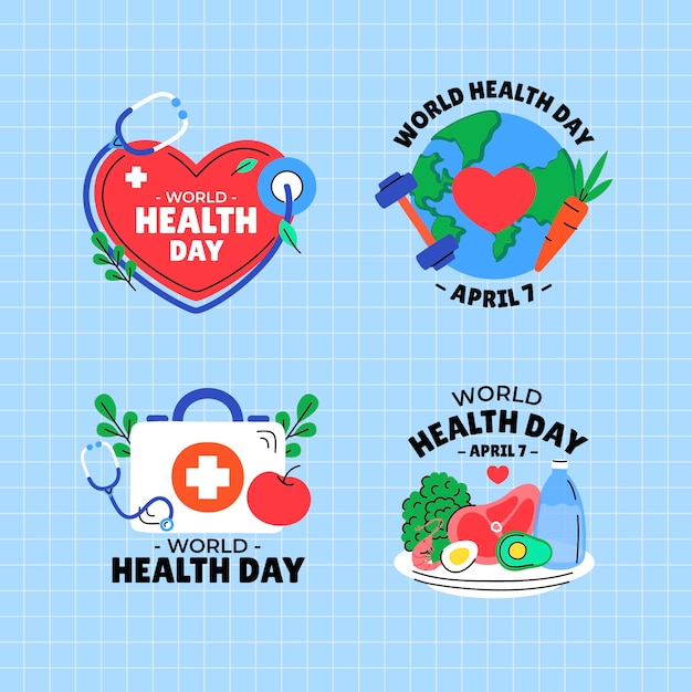 Free vector flat world health day logos collection