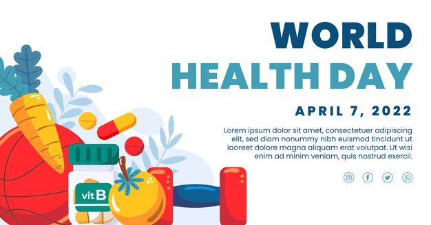 Flat world health day social media post template