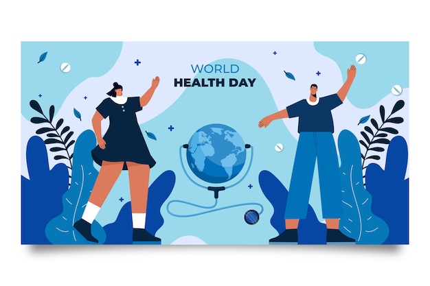 Flat world health day social media post template