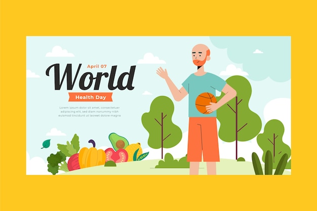 Flat world health day social media post template