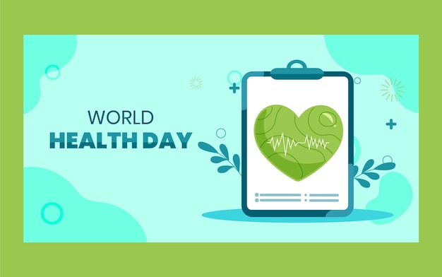 Flat world health day social media post template