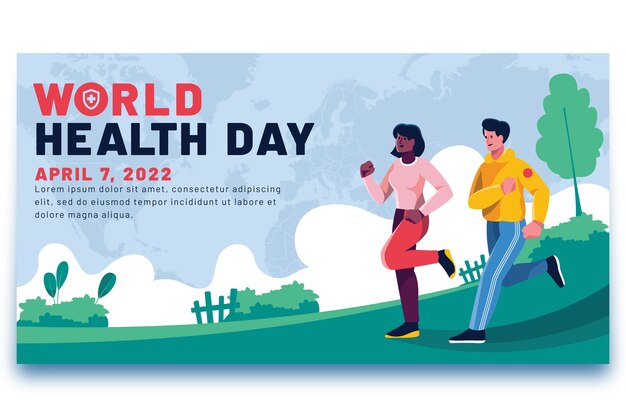 평평한 세계 보건의 날 소셜 미디어 포스트 템플릿
