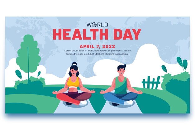 Flat world health day social media post template