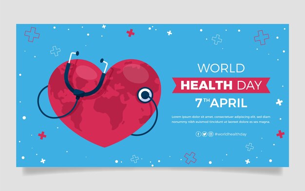 Vettore gratuito modello di post sui social media per la giornata mondiale della salute piatta