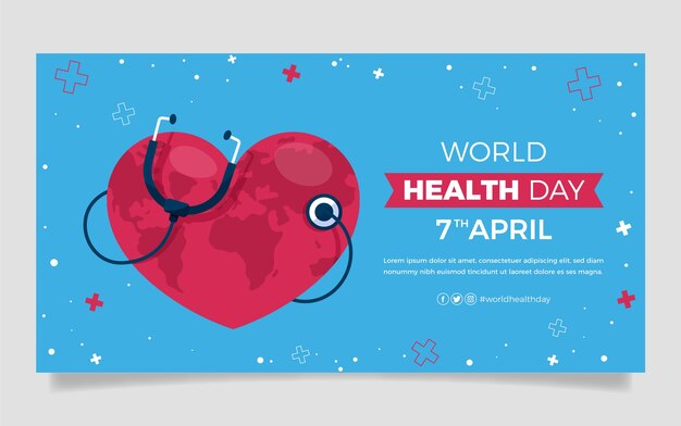 Flat world health day social media post template