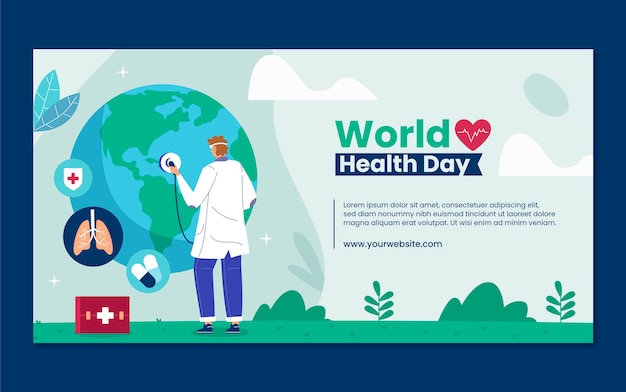 Flat world health day social media post template