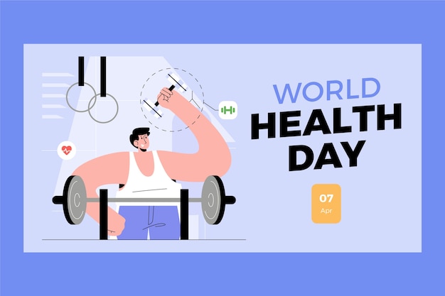 Flat world health day social media post template