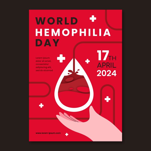 Free vector flat world hemophilia day vertical poster template