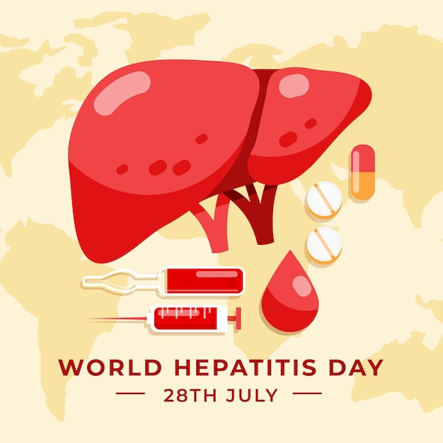 Flat world hepatitis day illustration