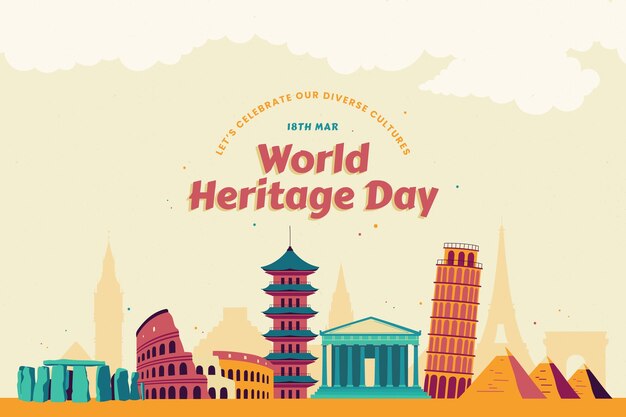 Flat world heritage day background
