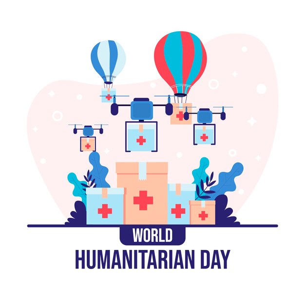 Flat world humanitarian day illustration