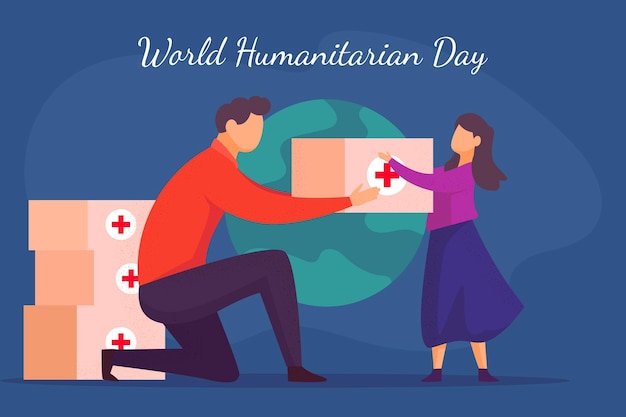 Flat world humanitarian day illustration