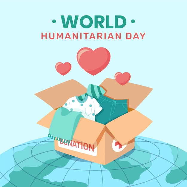 Flat world humanitarian day illustration