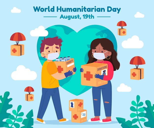 Flat world humanitarian day illustration