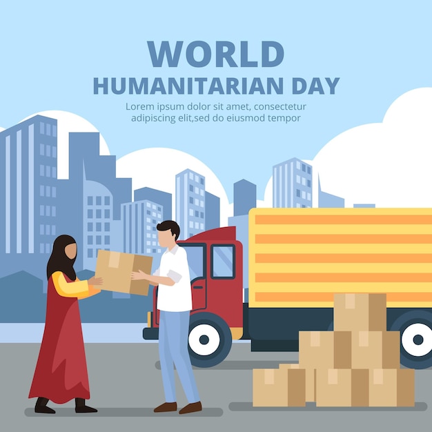 Плоский всемирный гуманитарный день иллюстрация
